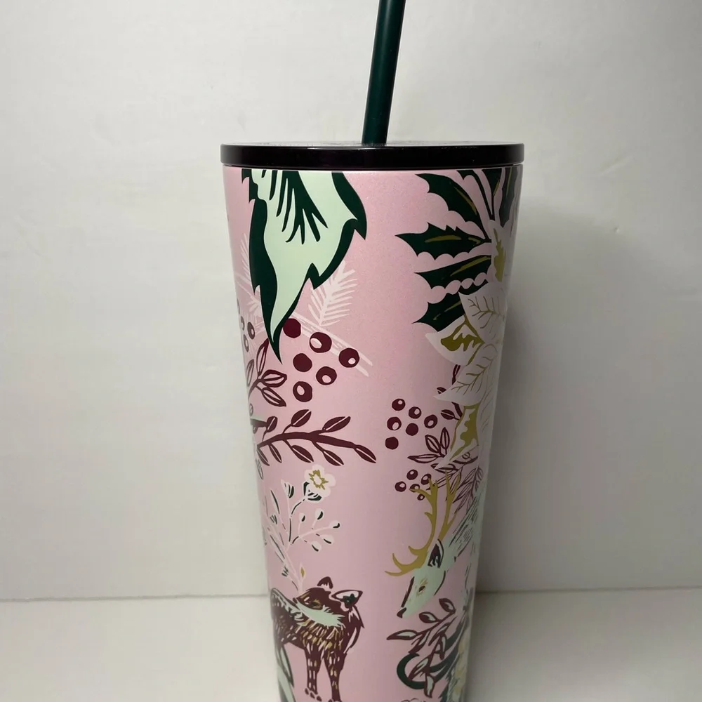 New Starbucks Pink Enchanted Forest Stainless Steel Tumbler - Picture 5 of 8
